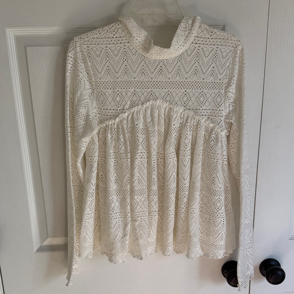 Free People Cream Lace Blouse